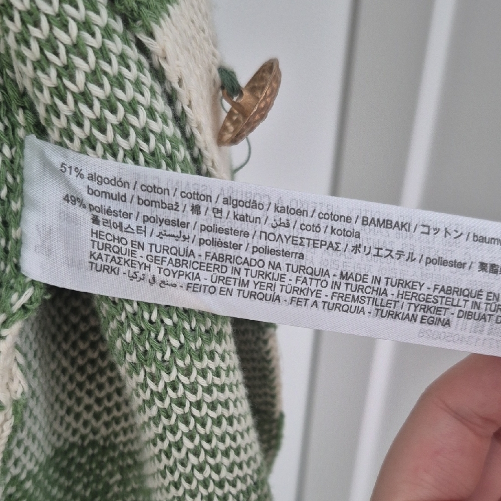 Zara Striped Green and Cream Cardigan - Picture 5 of 6
